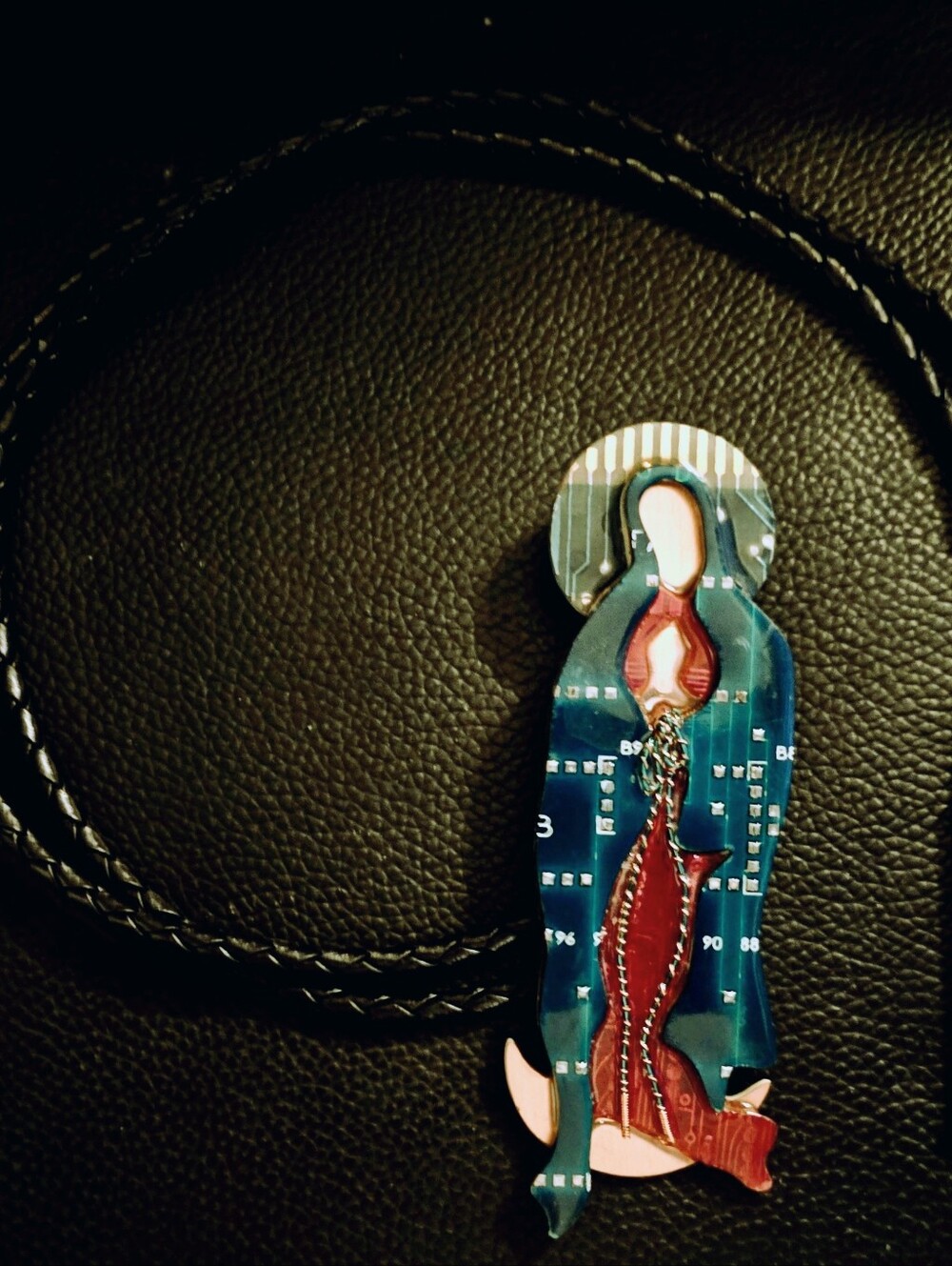 THE VIRGIN OF THE CIRCUIT — ONE OF ONE TECHNO RELIC BOLO TIE